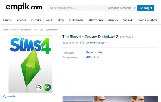 Вторая коллекция The Sims 4 в польском интернет магазине Empik