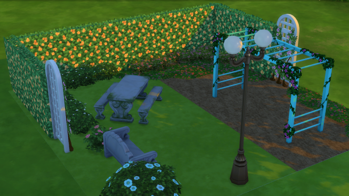 the sims 4 романтический сад стилизованный дворик 2
