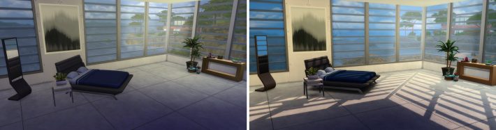 сравнение улучшенного освещения the-sims-4