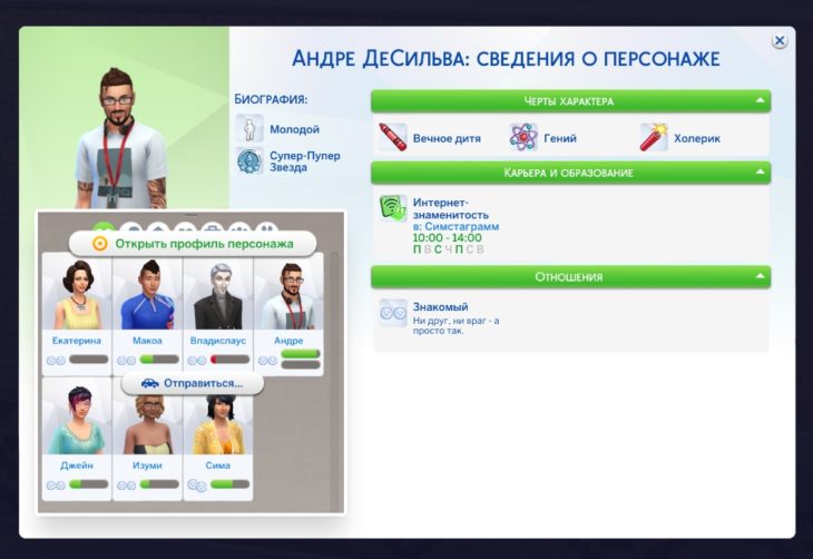 информация о персонаже