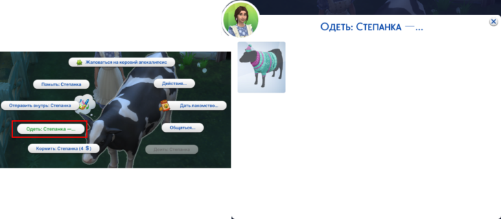 симс 4 загородная жизнь - как надеть одежду на животное