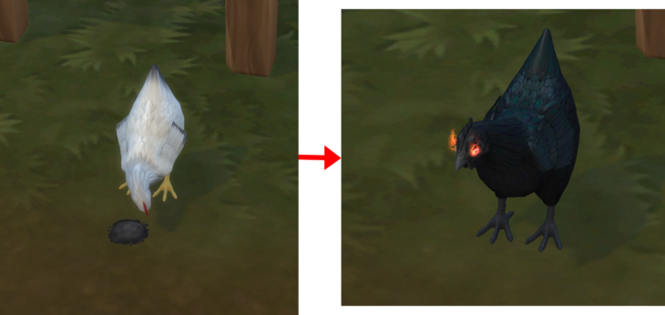 симс 4 загородная жизнь - превращение курицы в злобную при помощи лакомства